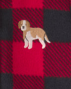 Mono de polar con capucha y cremallera, cuadros rojo y negro - Carter's