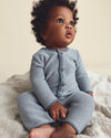 Long-sleeve knit coverall, navy stripes