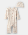 Cotton jumpsuit and hat, printed