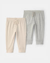Pack 2 pantalones básicos para bebé, marfil y gris
