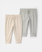 Pack 2 pantalones básicos para bebé, marfil y gris