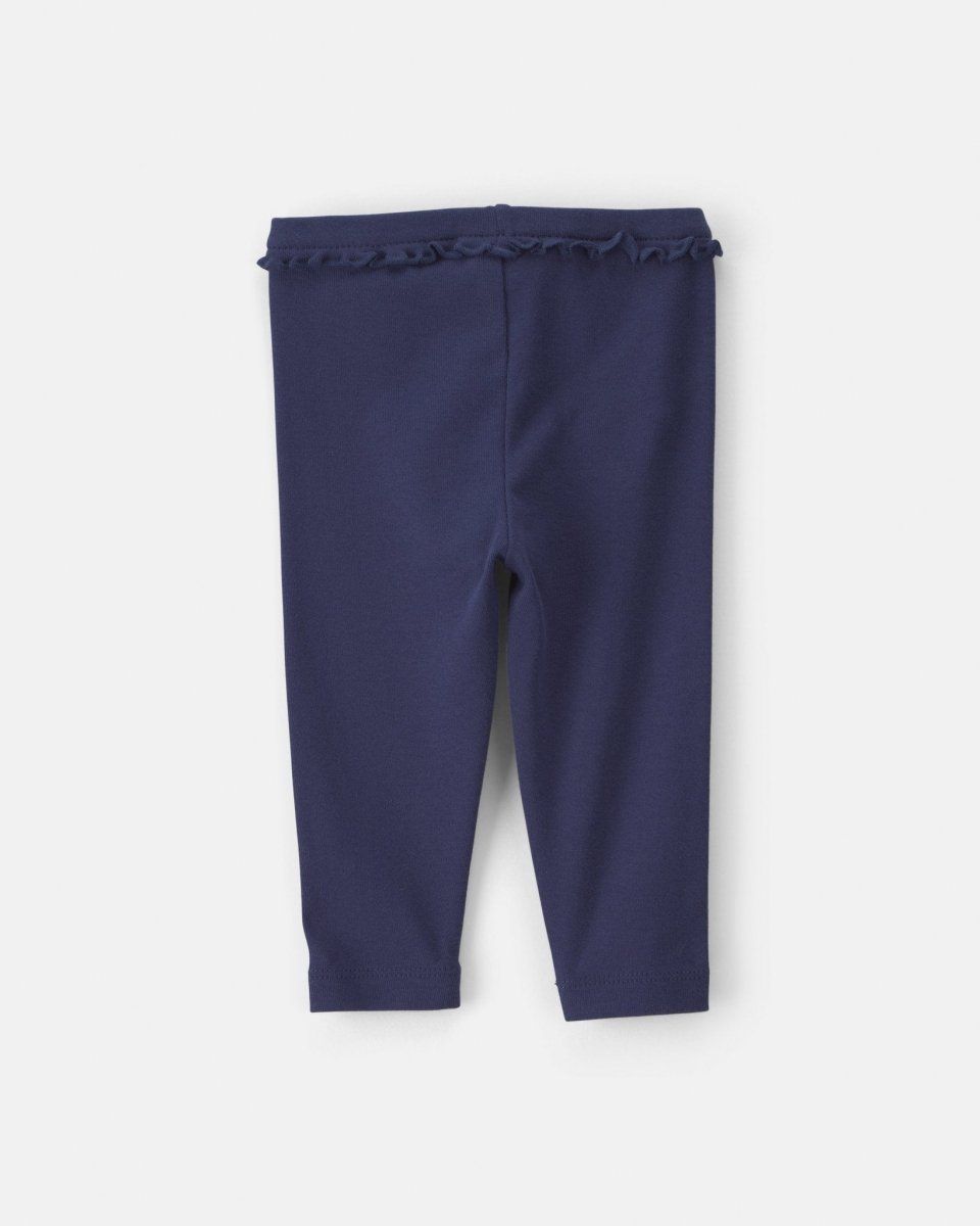Pack 2 pantalones de canalé con volante, rosa y azul marino - Carter's