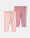 Pack 2 pantalones de canalé con volantes, rosa