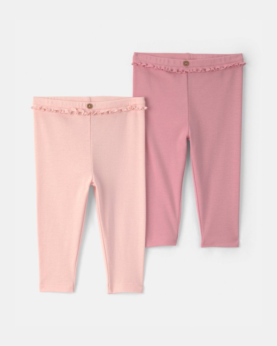 Pack 2 pantalones de canalé con volantes, rosa - Carter's