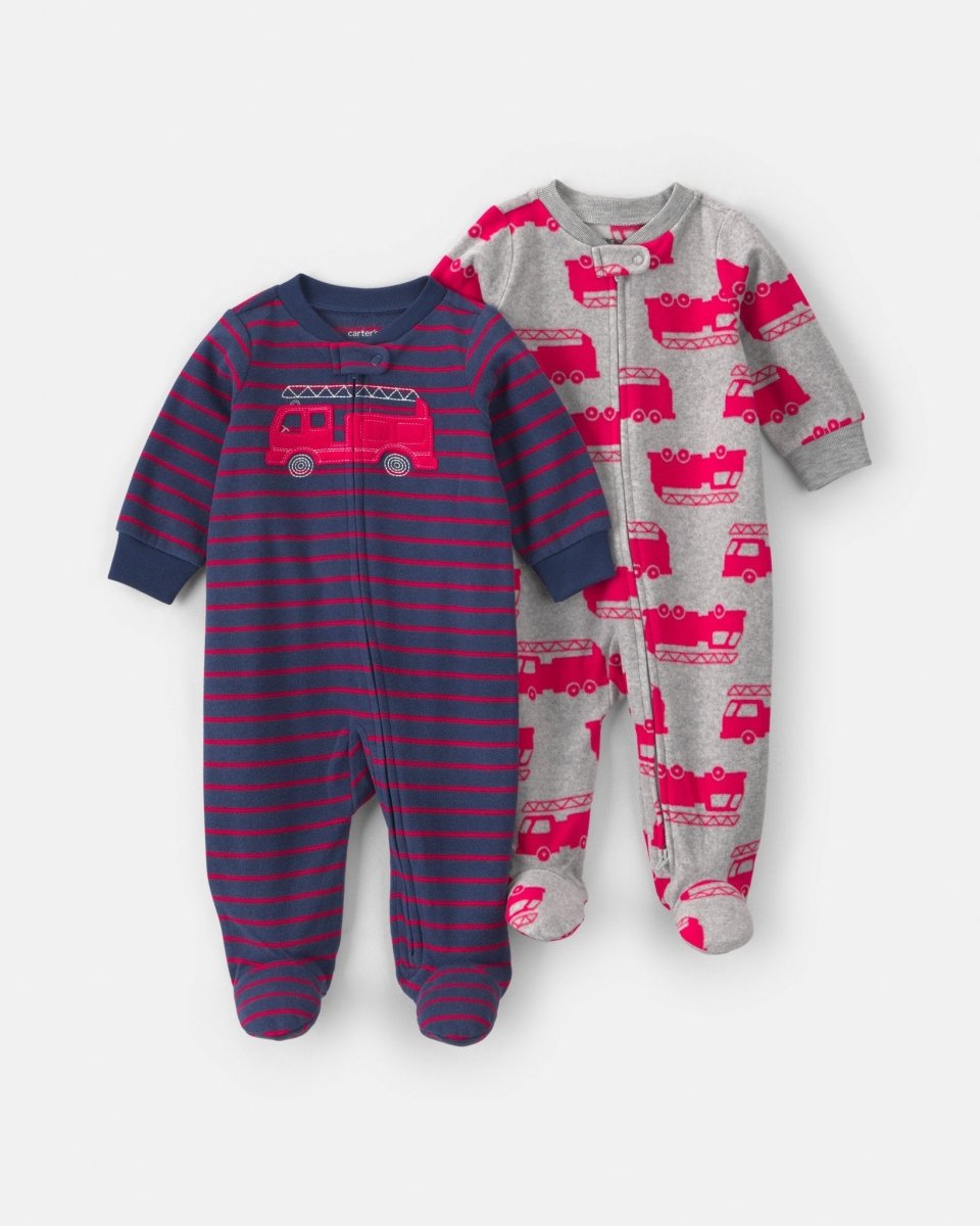 Pack 2 pijamas de polar, camiones de bomberos a rayas - Carter's
