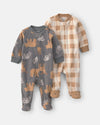 Pack 2 pijamas de polar con cremallera, cuadros y animales