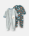 Pack 2 pijamas de polar con cremallera, leche y galletas