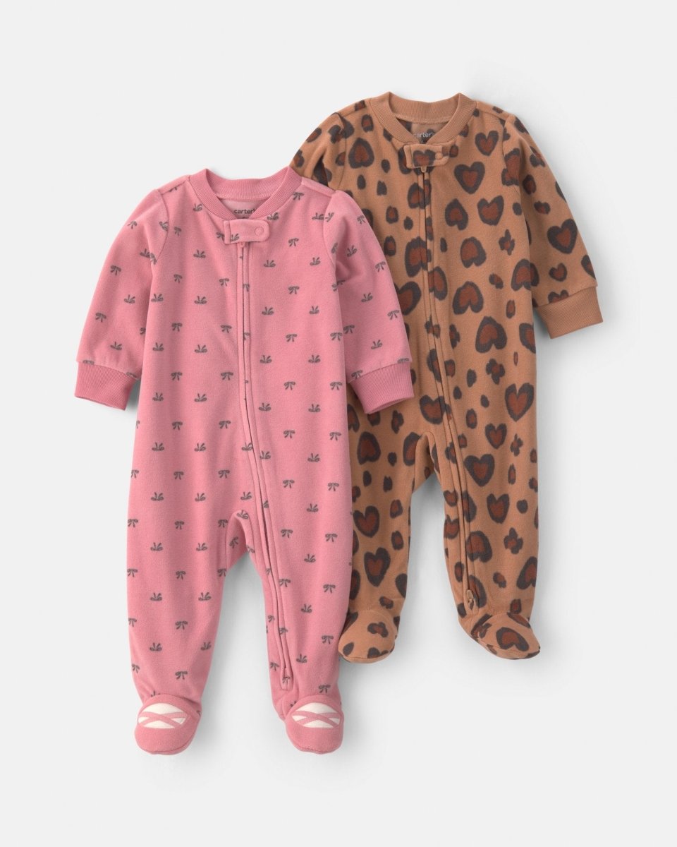 Pack 2 pijamas de polar con cremallera, leopardo en rosa - Carter's