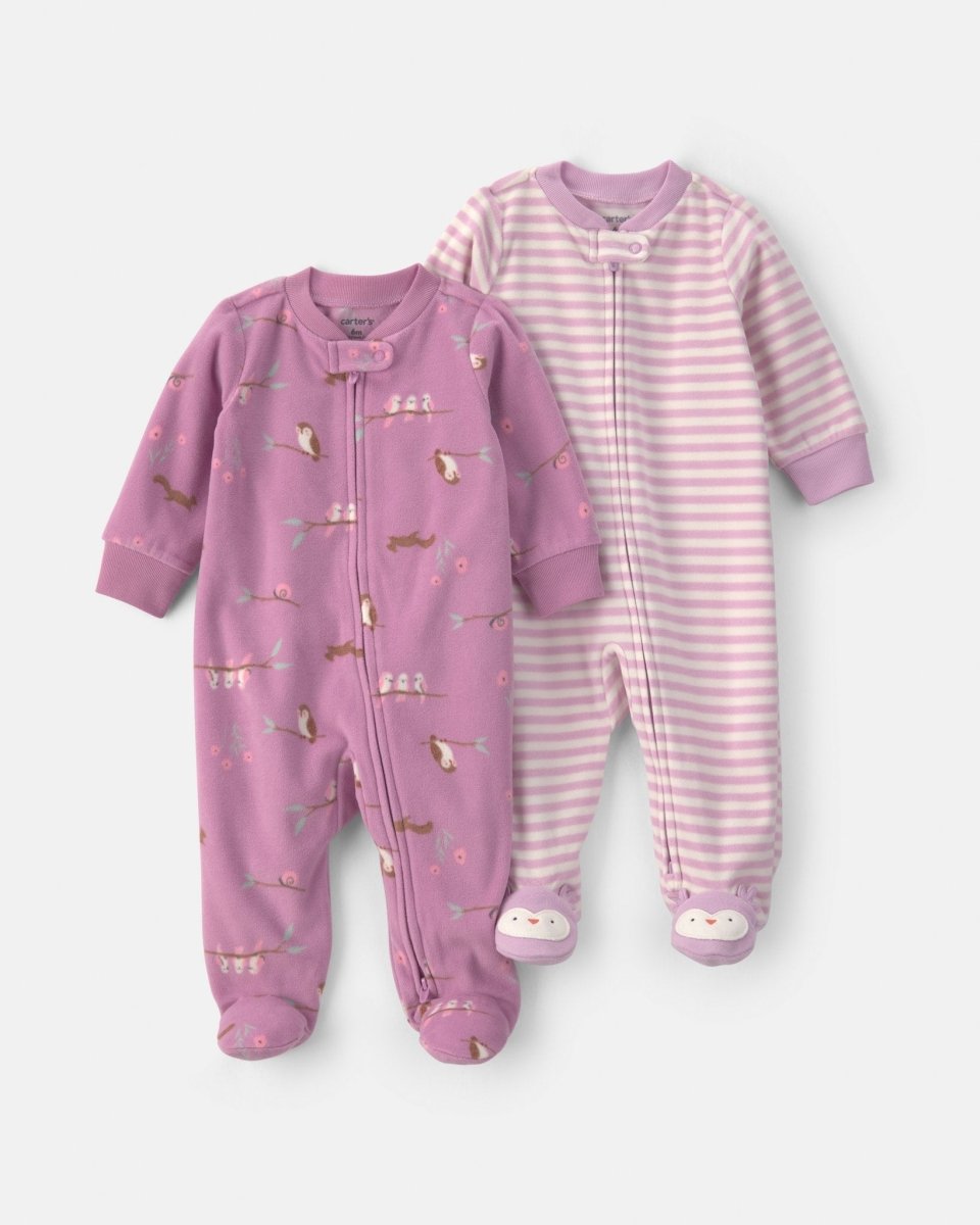 Pack 2 pijamas de polar con cremallera, pájaros en rosa - Carter's