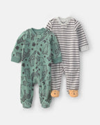 Pack 2 pijamas de polar con cremallera, safari a rayas - Carter's