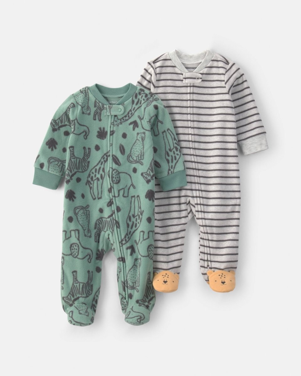 Pack 2 pijamas de polar con cremallera, safari a rayas - Carter's