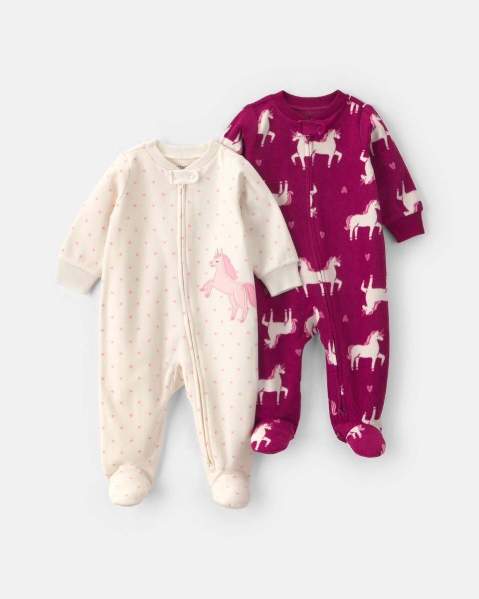 Pack 2 pijamas de polar con cremallera, unicornios - Carter's