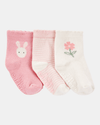 Pack 3 calcetines en rosa con rayas y estampados