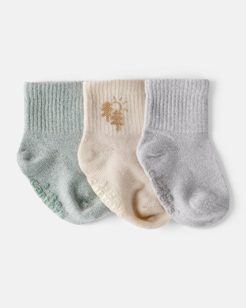 Pack 3 pares de calcetines crema con puño acanalado para bebé niño - Carter's