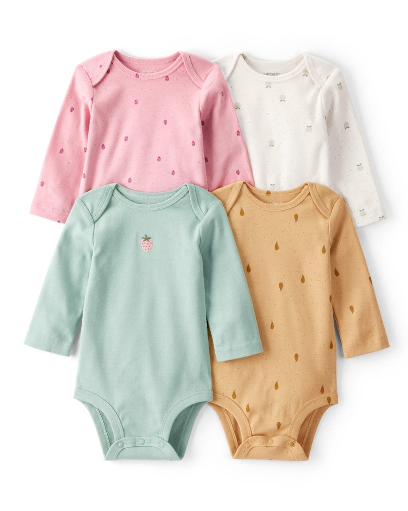 Pack 4 bodies manga larga con estampado de mini frutas - Carter's