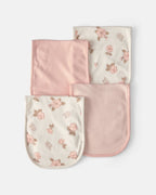 Pack 4 paños para eructar de algodón, flores en rosa - Carter's