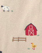 Pack 5 bodies de manga corta de canalé, animales de granja - Carter's