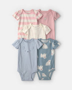 Pack 5 bodies de manga corta, rayas pastel y osos - Carter's