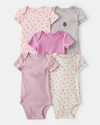 Pack of 5 short-sleeved bodysuits with foxes, koalas, and assorted designs