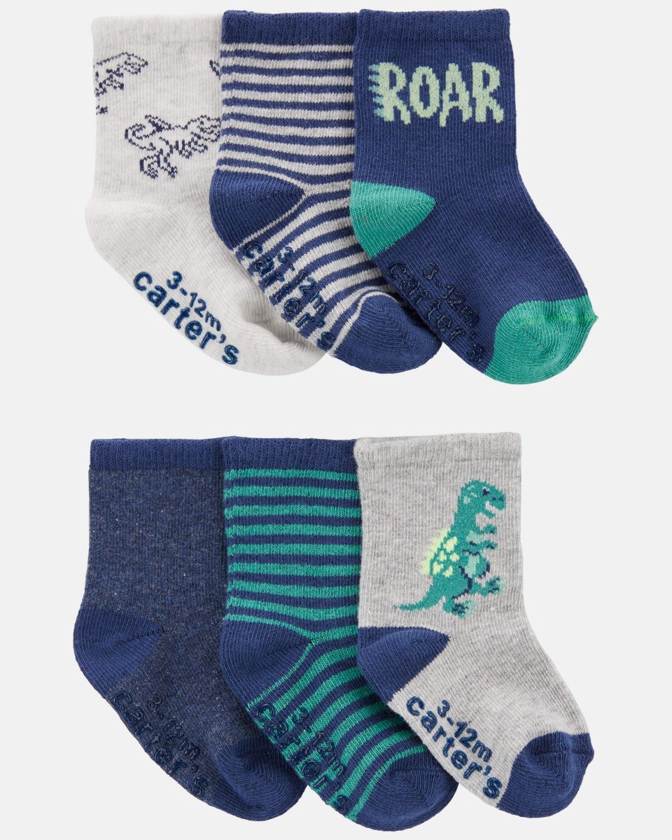 Pack 6 calcetines de bebé con dinosaurios multicolor - Carter's