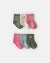Pack of 6 pairs of socks with scalloped cuff, florals