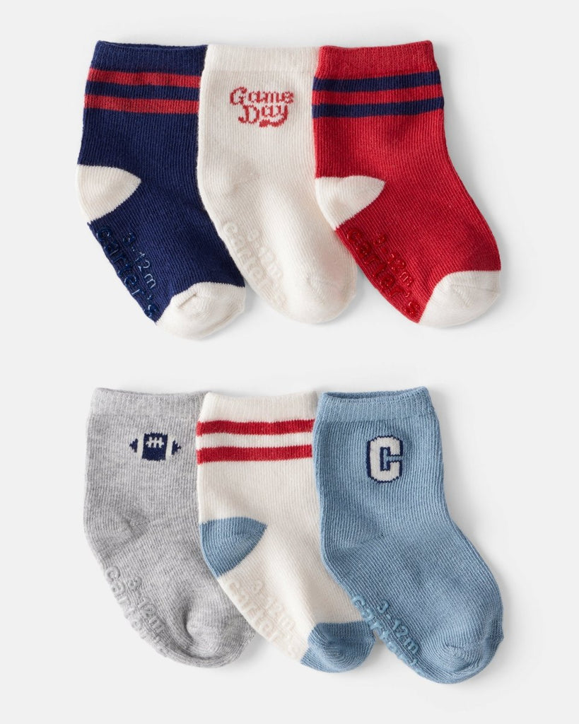Pack 6 pares de calcetines diseño varsity y rayas rugby para bebé niño - Carter's