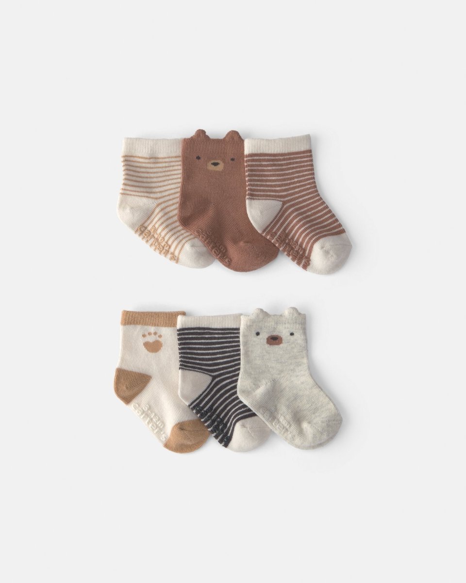 Pack 6 pares de calcetines invisibles, osos y rayas - Carter's
