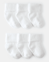 Pack of 6 pairs of white terry booties for baby
