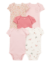 Pack cinco bodies algodón manga corta rosadas