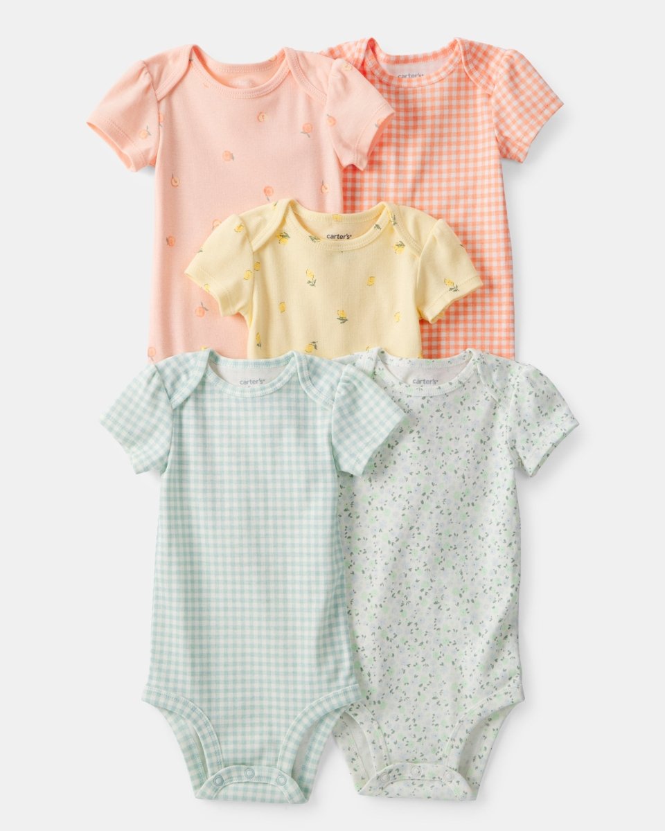 Pack cinco bodies de algodón, estampado de frutas - Carter's