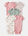 Five-piece short-sleeved bodysuit pack with train and flowers