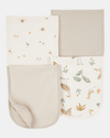 Pack of four beige cotton bibs
