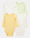 Four-pack cotton bodysuits, bees