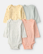 Pack cuatro bodies de algodón, estampados floral y de frutas - Carter's