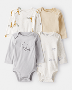Pack cuatro bodies de algodón manga larga con estampado safari - Carter's