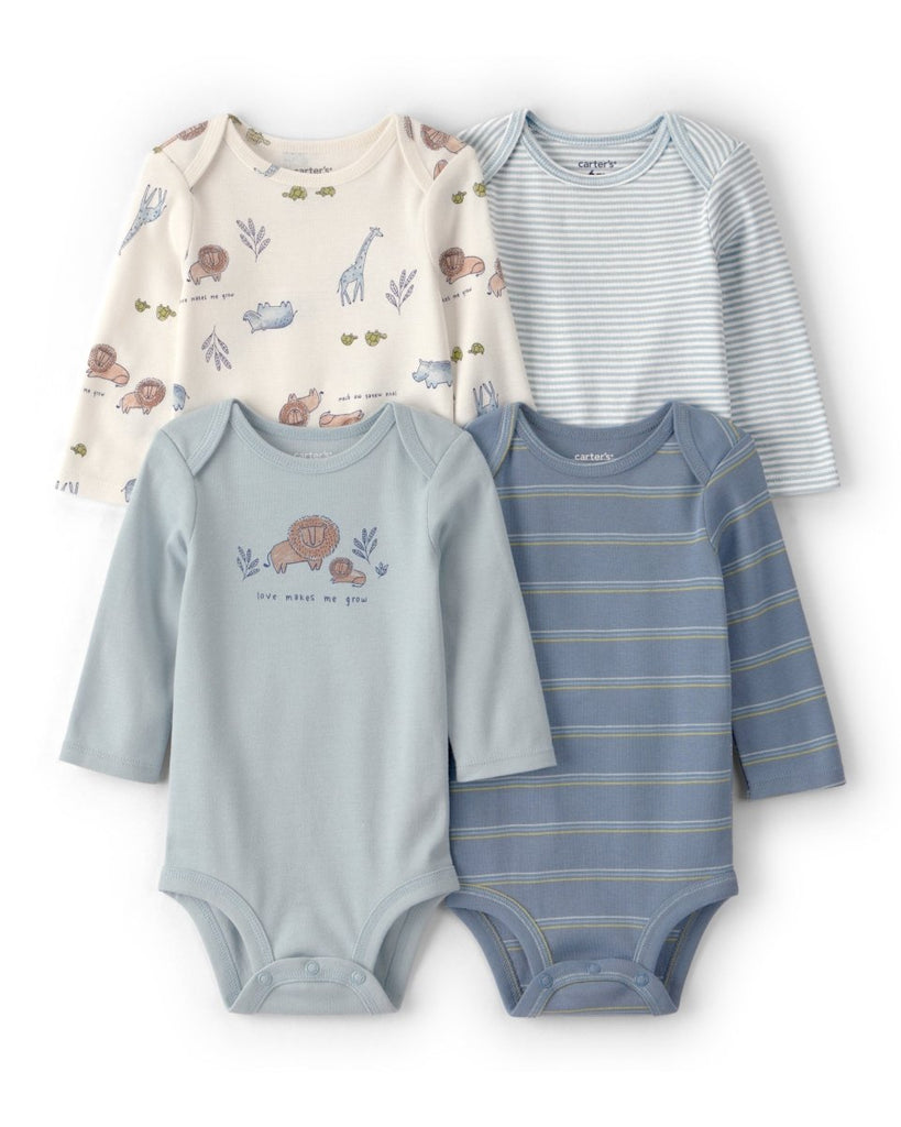 Pack cuatro bodies manga larga estampado safari - Carter's