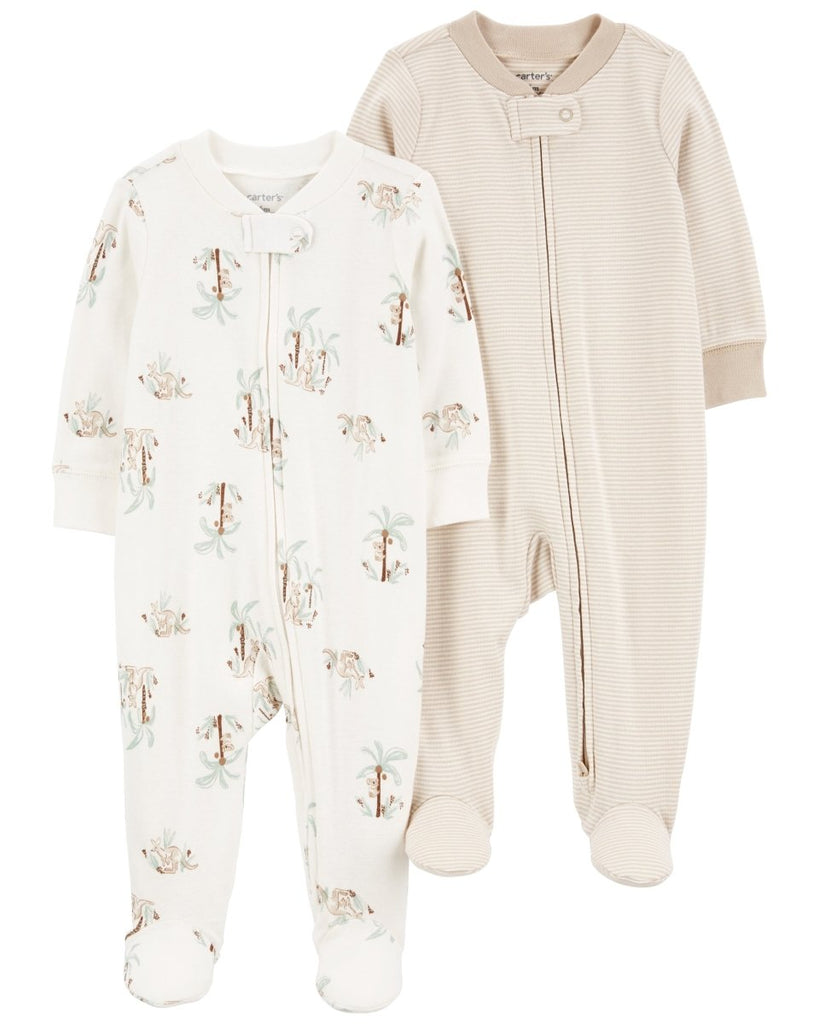 Pack de 2 pijamas de algodón para bebé con estampado de animalitos y rayas - Carter's