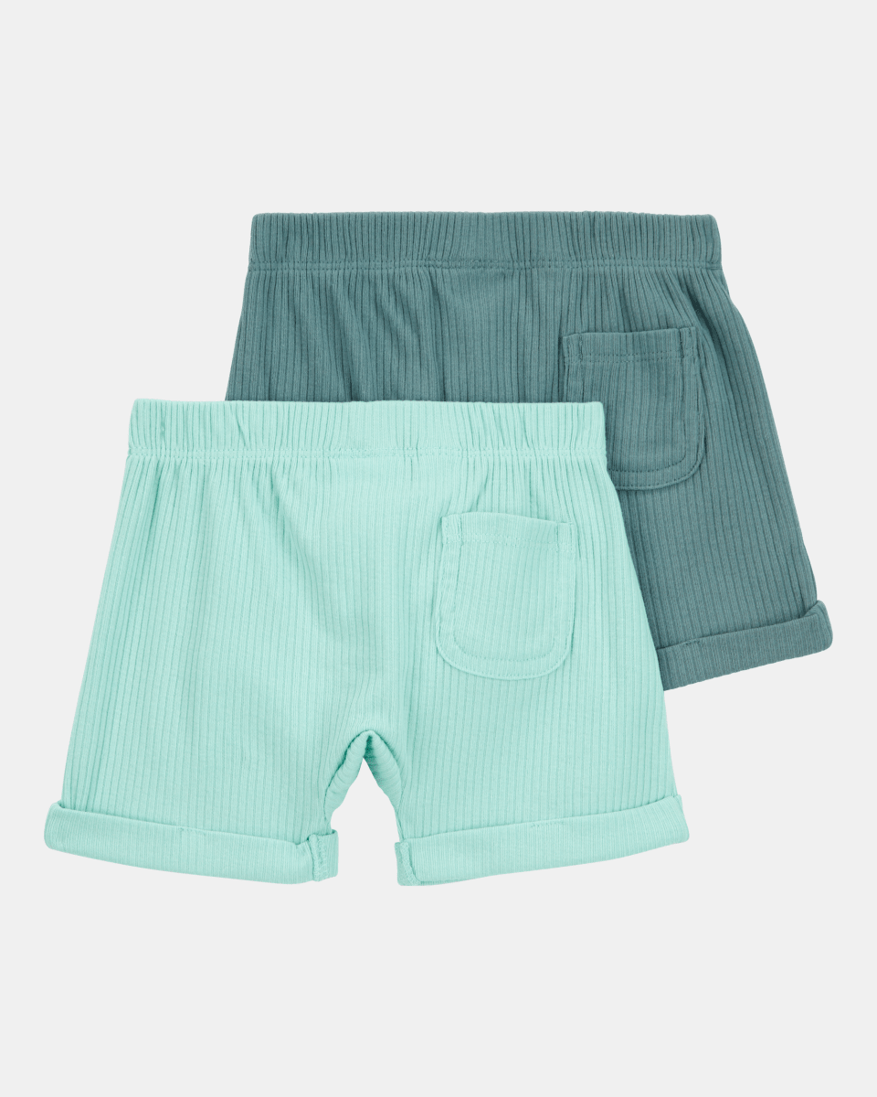 Pack de dos pantalones cortos de algodón con cintura elástica celeste - Carter's