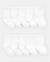 Pack of ten pairs of white scalloped cotton socks
