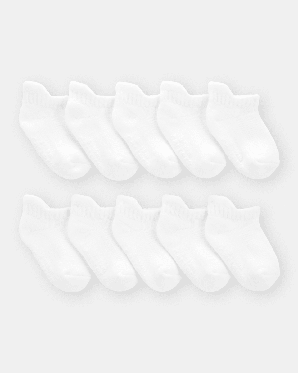Pack diez pares de calcetines invisibles de algodón, blancos - Carter's