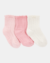 Pack tres pares calcetines punto calado rosas