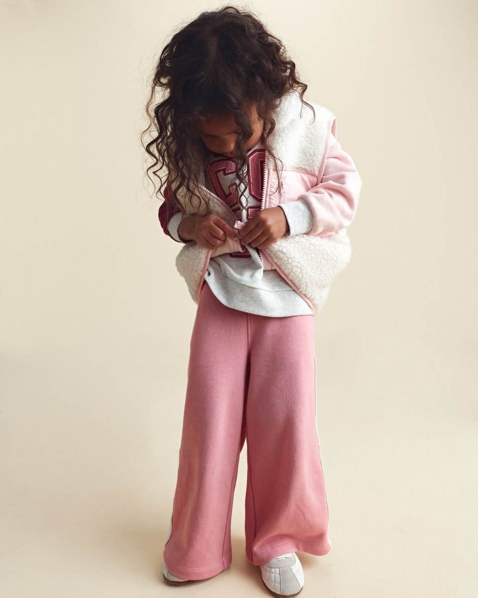 Pantalón ancho de rizo francés con lazo, rosa - Carter's
