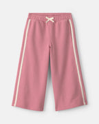 Pantalón ancho de rizo francés con lazo, rosa - Carter's