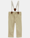 Khaki trousers with suspenders