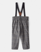 Pantalón con tirantes de cuadros grises - Carter's