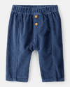 Blue straight corduroy trousers in cotton with elasticated waist