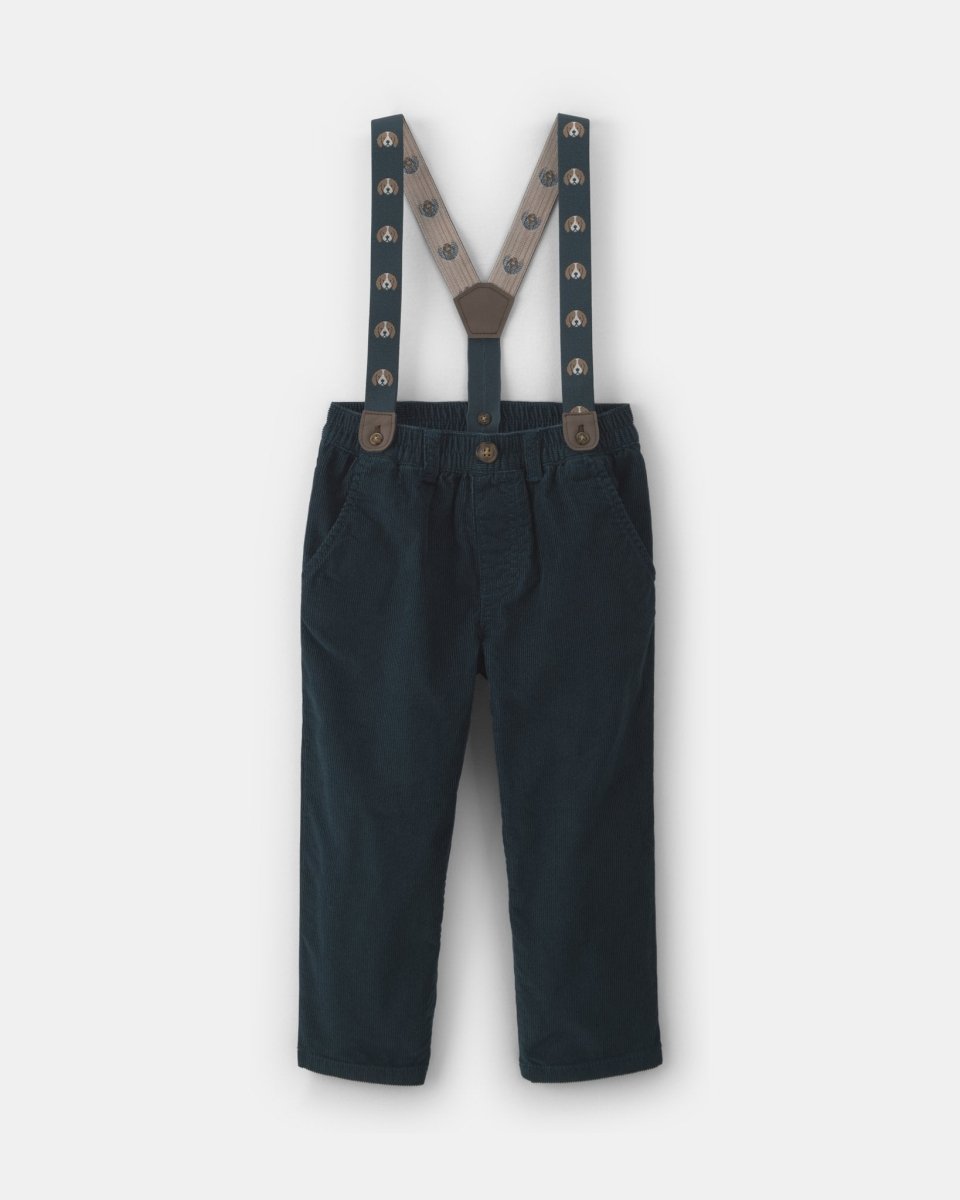 Pantalón de pana con tirantes extraíbles, azul marino - Carter's