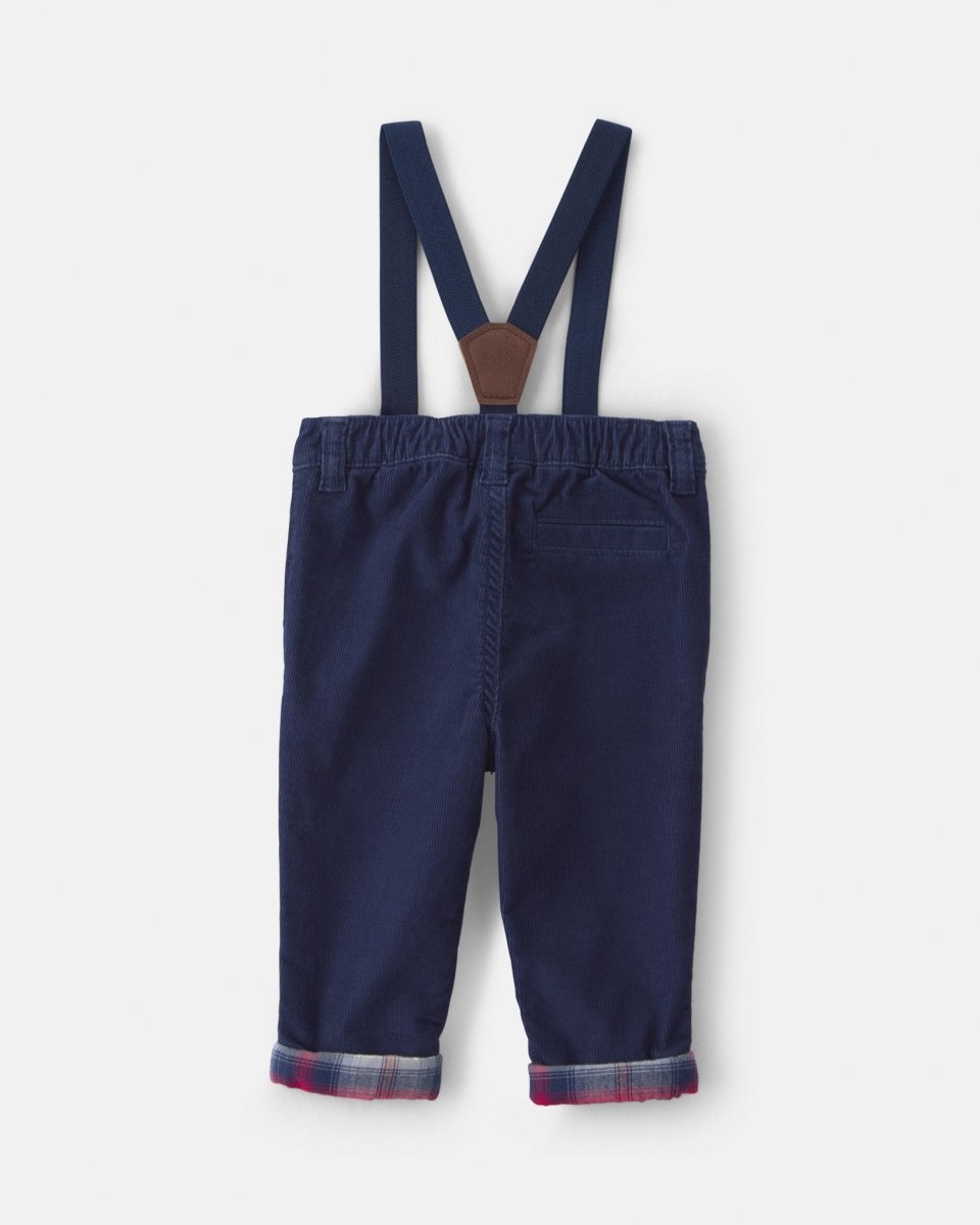 Pantalón de pana elástica con tirantes, azul marino - Carter's