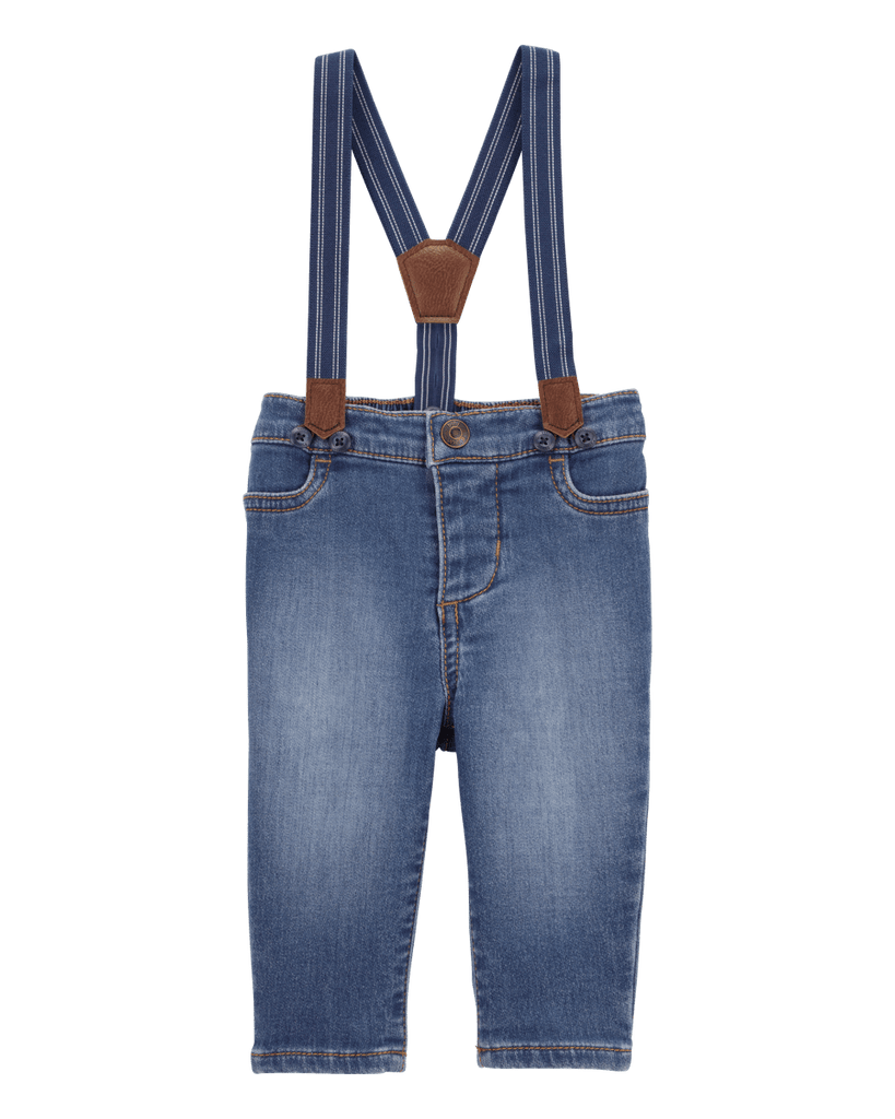 Pantalón vaquero con tirantes azul claro para bebé niño - Carter's