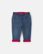 Pantalón vaquero elástico con forro de punto, lavado oscuro - Carter's